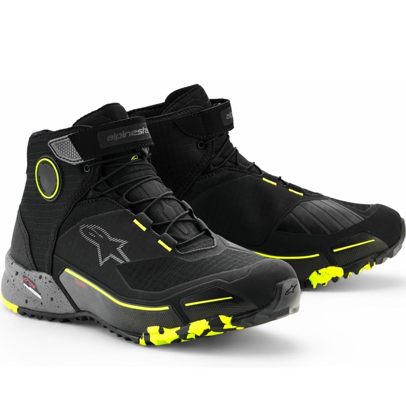 Alpinestars CR-X Drystar motorcykelstøvler sort-mørkegrå-fluo gul