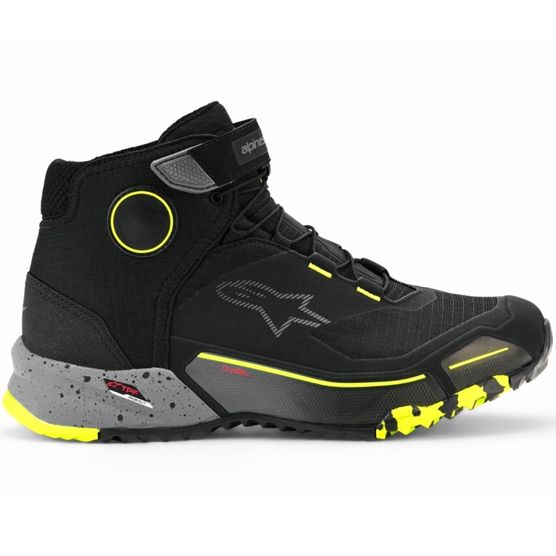 Alpinestars CR-X Drystar motorcykelstøvler sort-mørkegrå-fluo gul