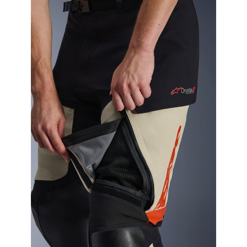 Alpinestars Halo PRO Drystar XF motorcykelbukser cremefarvet-sort-rød