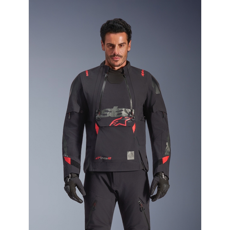 Alpinestars Halo PRO Drystar XF motorcykeljakke sort-mørkegrå-rød