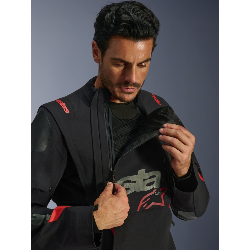 Alpinestars Halo PRO Drystar XF motorcykeljakke sort-mørkegrå-rød