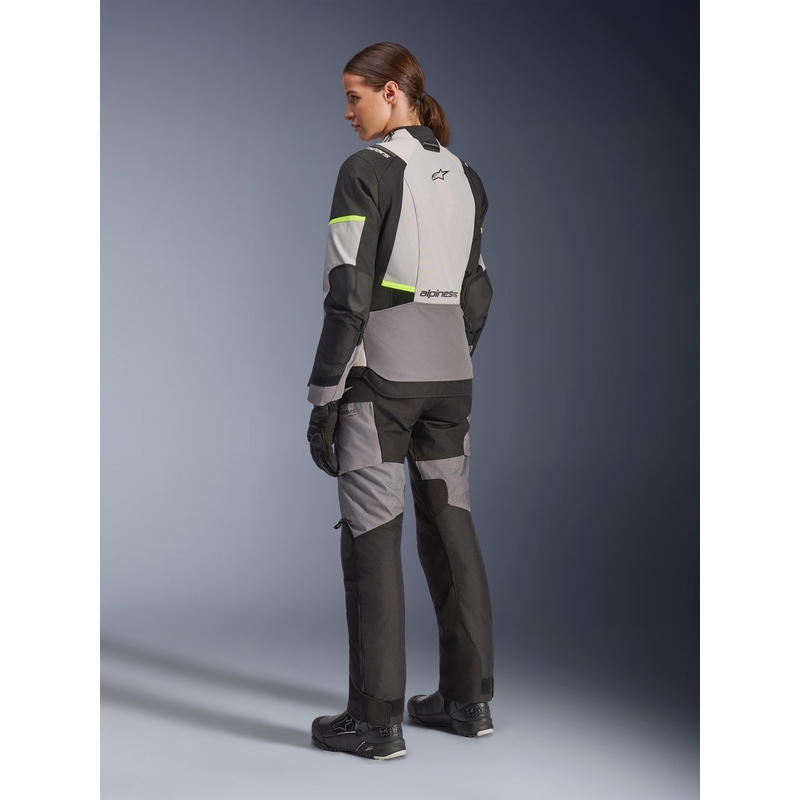 Motorcykeljakke Alpinestars Stella Andes V4 Drystar Dame, Mørkegrå-Lysegrå-Sort-Fluo Gul