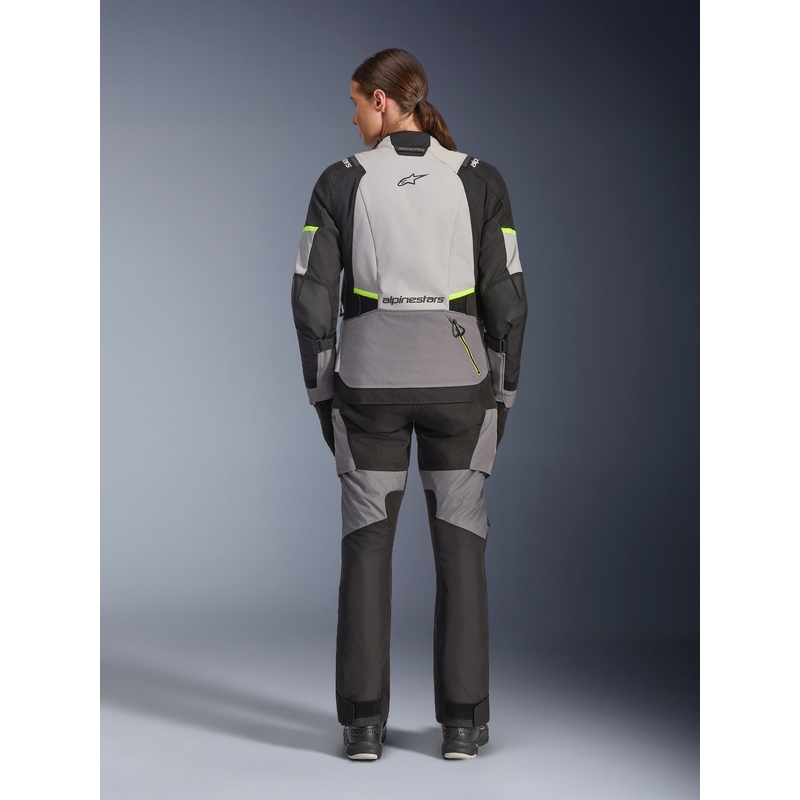 Motorcykeljakke Alpinestars Stella Andes V4 Drystar Dame, Mørkegrå-Lysegrå-Sort-Fluo Gul