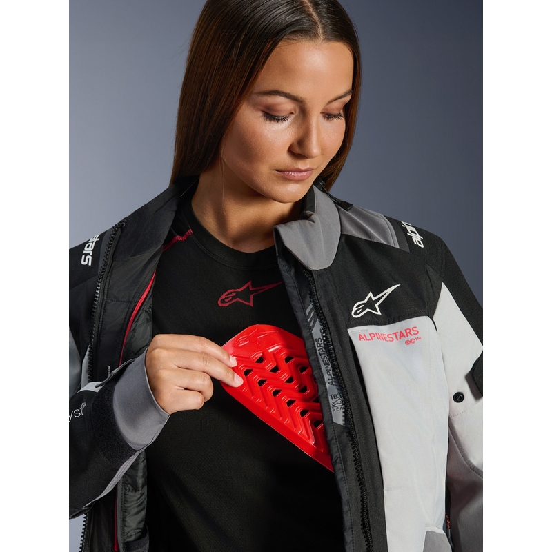Motorcykeljakke Alpinestars Stella Andes V4 Drystar Dame, Mørkegrå-Lysegrå-Sort-Rød
