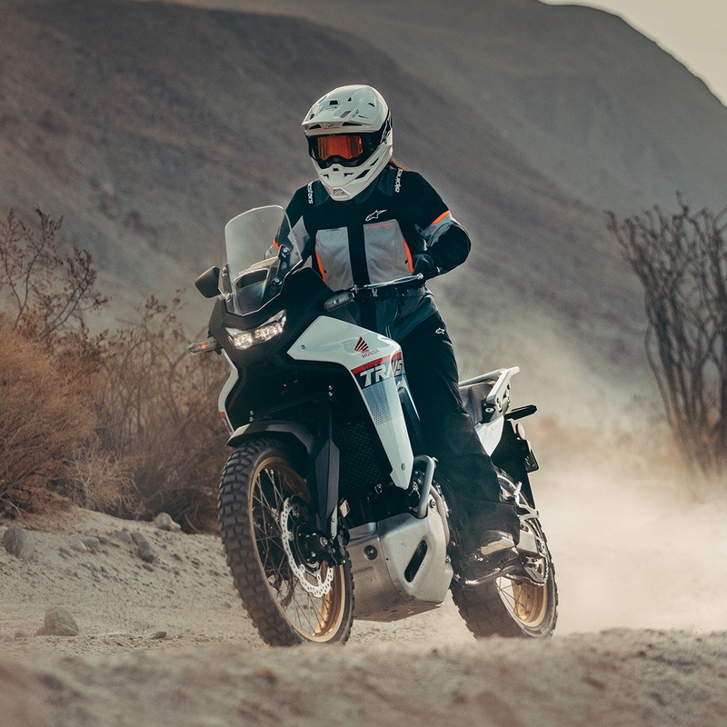 Motorcykeljakke Alpinestars Stella Andes V4 Drystar Dame, Mørkegrå-Lysegrå-Sort-Rød