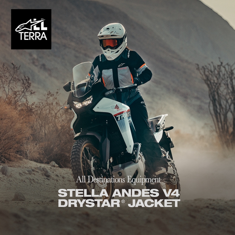 Motorcykeljakke Alpinestars Stella Andes V4 Drystar Dame, Mørkegrå-Lysegrå-Sort-Rød