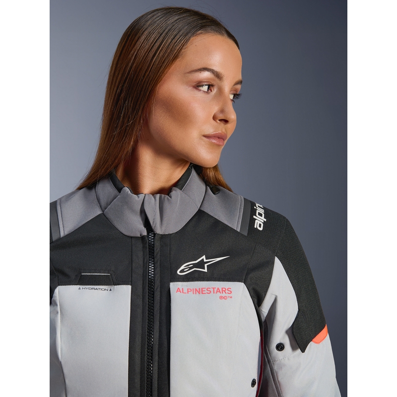 Motorcykeljakke Alpinestars Stella Andes V4 Drystar Dame, Mørkegrå-Lysegrå-Sort-Rød