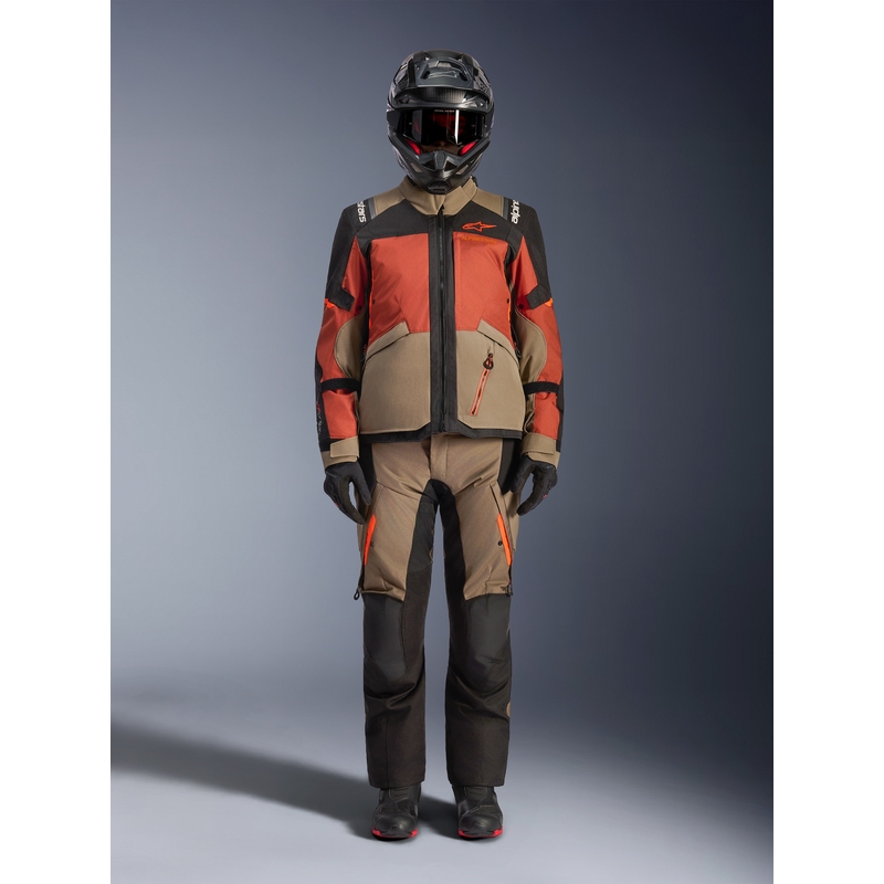 Alpinestars Andes V4 Drystar motorcykeljakke lysbrun-mørk orange-sort