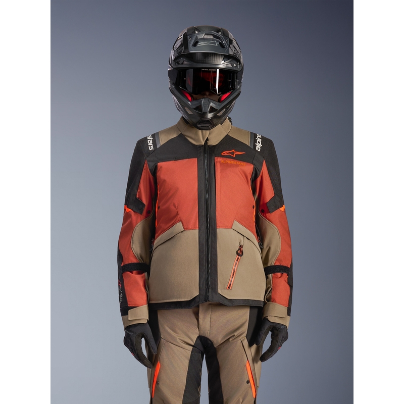 Alpinestars Andes V4 Drystar motorcykeljakke lysbrun-mørk orange-sort