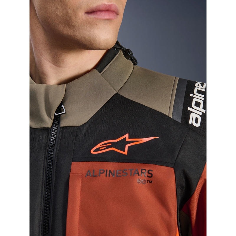 Alpinestars Andes V4 Drystar motorcykeljakke lysbrun-mørk orange-sort