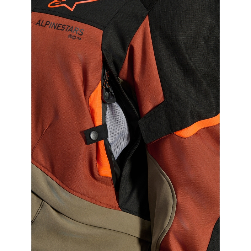 Alpinestars Andes V4 Drystar motorcykeljakke lysbrun-mørk orange-sort
