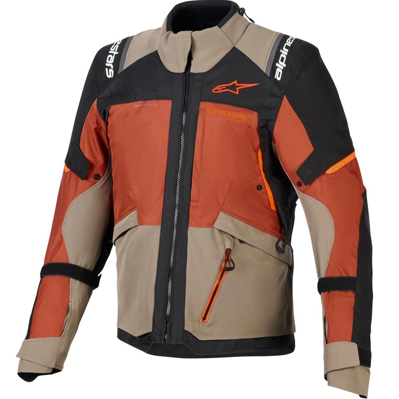 Alpinestars Andes V4 Drystar motorcykeljakke lysbrun-mørk orange-sort