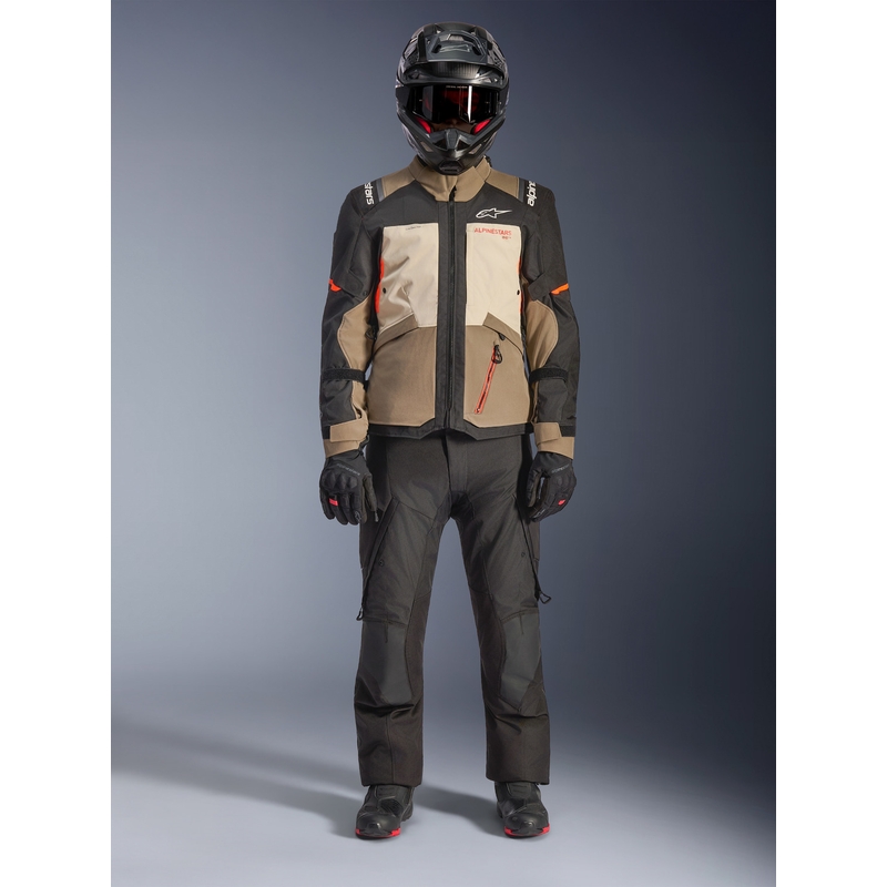 Motorcykeljakke Alpinestars Andes V4 Drystar, Cremefarvet/Lysebrun/Sort/Fluo Orange