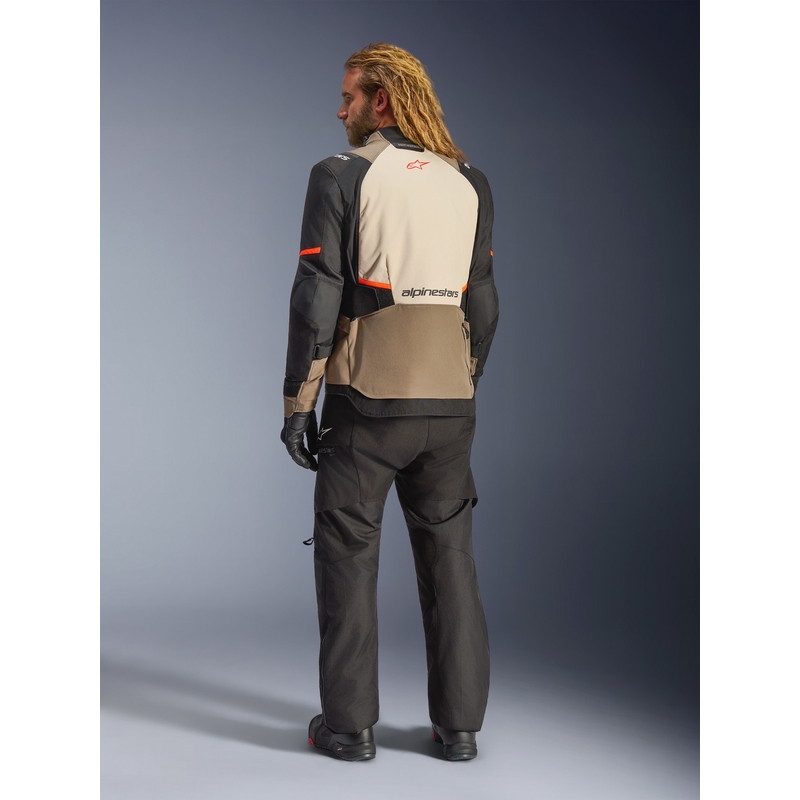 Motorcykeljakke Alpinestars Andes V4 Drystar, Cremefarvet/Lysebrun/Sort/Fluo Orange