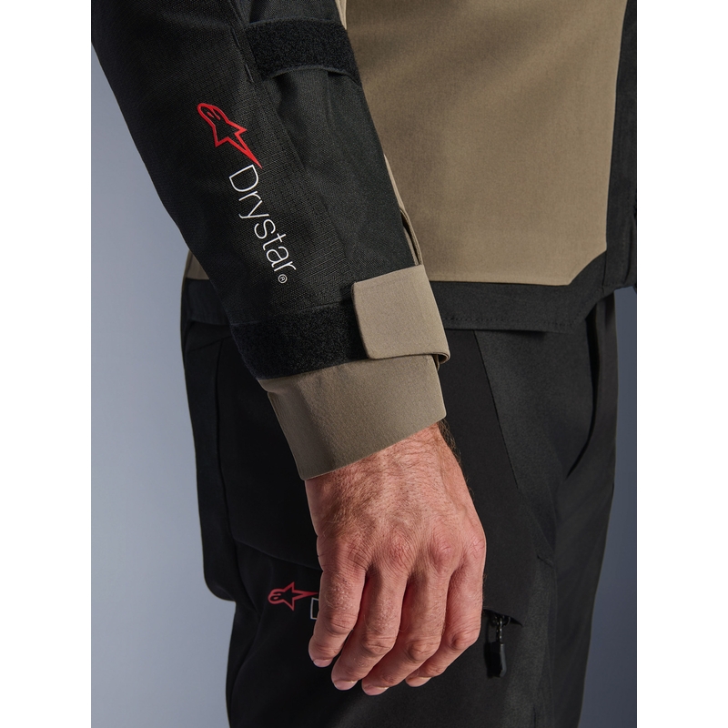 Motorcykeljakke Alpinestars Andes V4 Drystar, Cremefarvet/Lysebrun/Sort/Fluo Orange