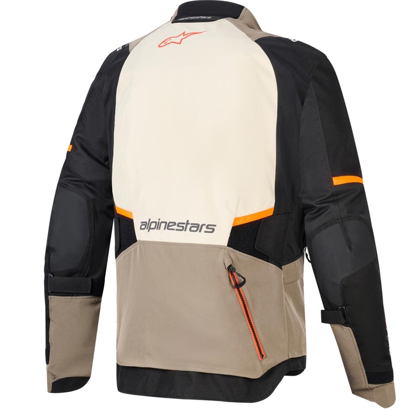 Motorcykeljakke Alpinestars Andes V4 Drystar, Cremefarvet/Lysebrun/Sort/Fluo Orange