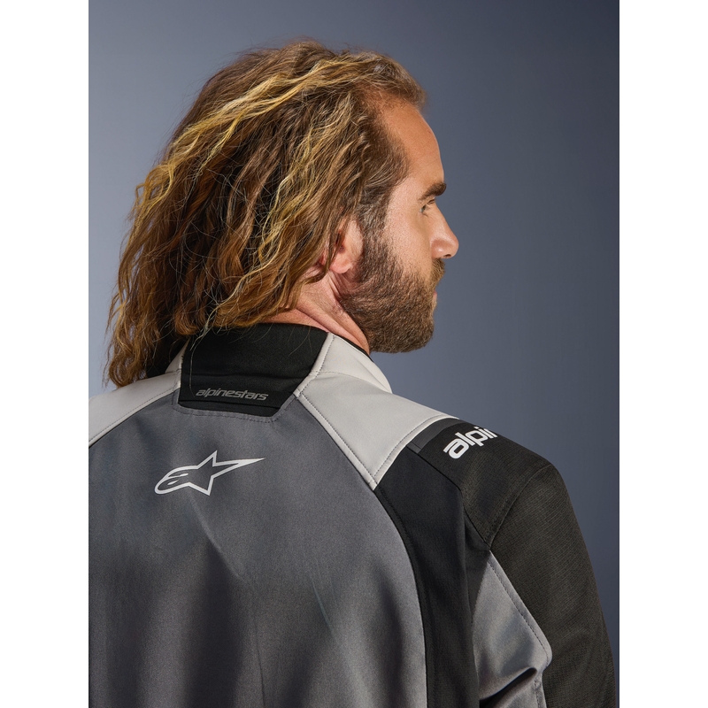 Motorcykeljakke Alpinestars Andes V4 Drystar, Mørkegrå-Lysegrå-Sort-Fluo Gul
