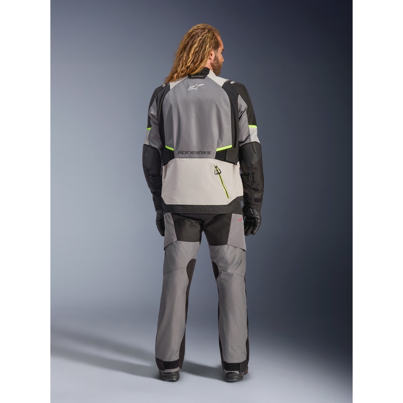 Motorcykeljakke Alpinestars Andes V4 Drystar, Mørkegrå-Lysegrå-Sort-Fluo Gul