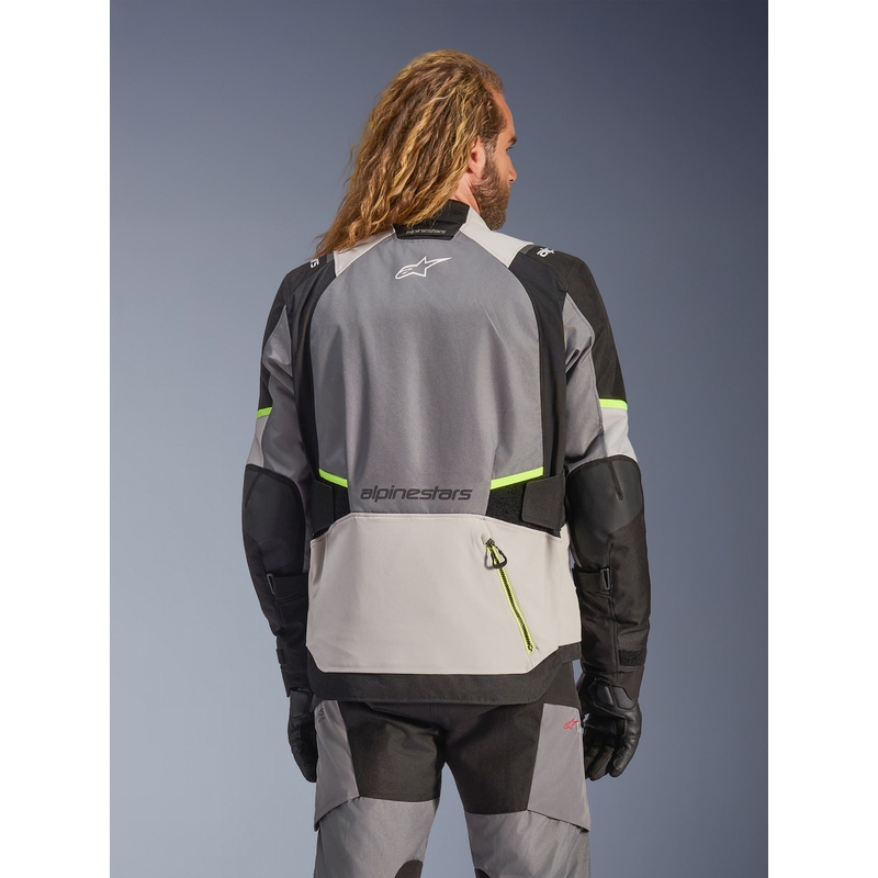 Motorcykeljakke Alpinestars Andes V4 Drystar, Mørkegrå-Lysegrå-Sort-Fluo Gul
