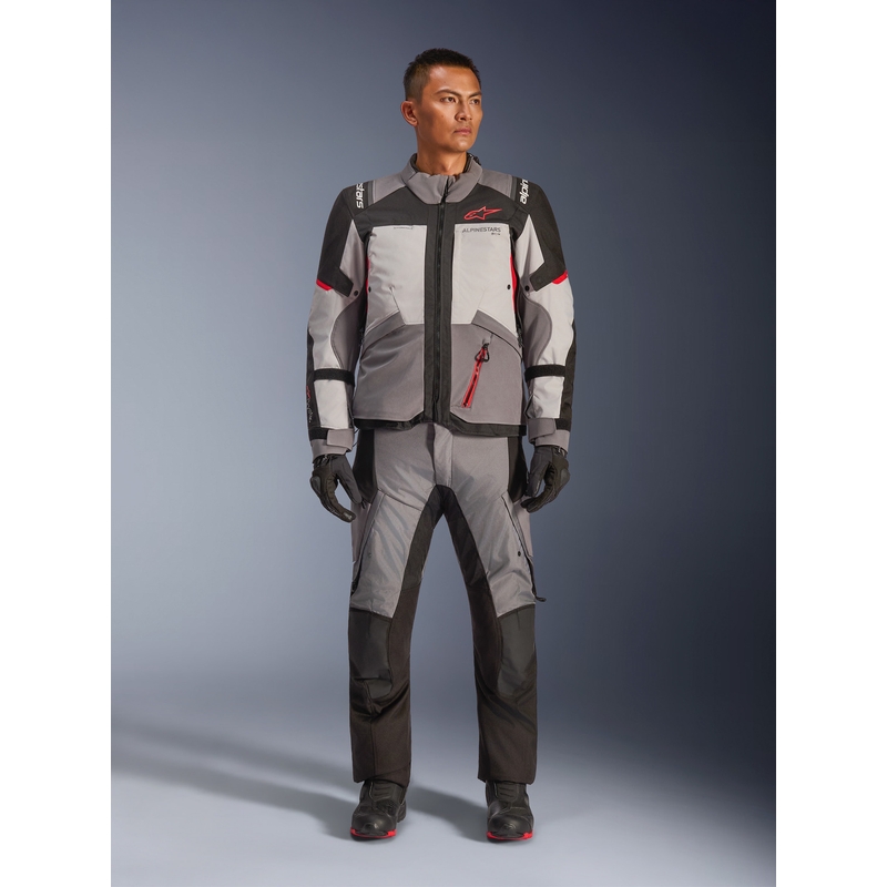 Motorcykeljakke Alpinestars Andes V4 Drystar, Mørkegrå-Lysegrå-Sort-Rød