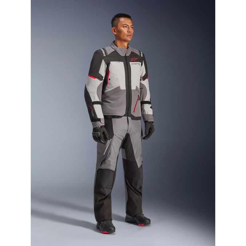 Motorcykeljakke Alpinestars Andes V4 Drystar, Mørkegrå-Lysegrå-Sort-Rød
