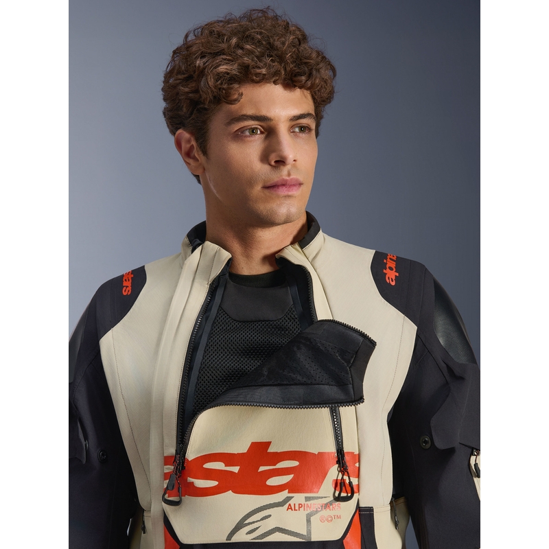 Motorcykeljakke Alpinestars Halo PRO Drystar XF Cremefarvet/Sort/Rød