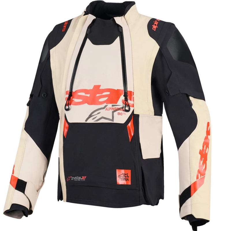 Motorcykeljakke Alpinestars Halo PRO Drystar XF Cremefarvet/Sort/Rød