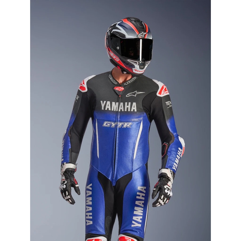 Heldelt læder motorcykeldragt Alpinestars GP-R7 YAMAHA GYTR TECH-AIR kollektion kompatibel blå-sort-hvid-rød