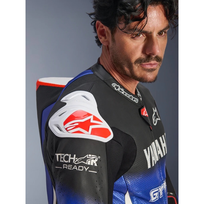 Heldelt læder motorcykeldragt Alpinestars GP-R7 YAMAHA GYTR TECH-AIR kollektion kompatibel blå-sort-hvid-rød