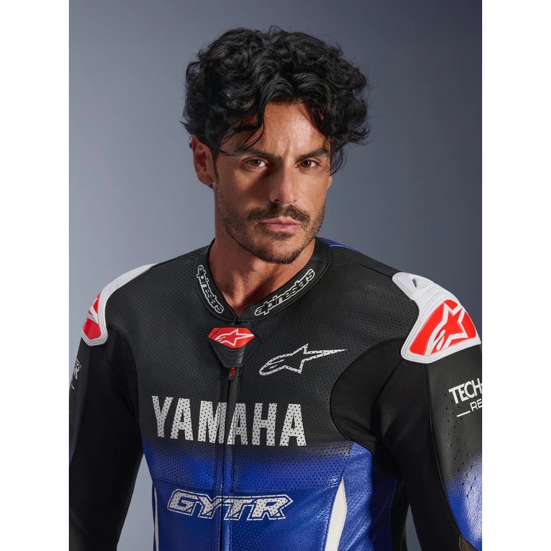 Heldelt læder motorcykeldragt Alpinestars GP-R7 YAMAHA GYTR TECH-AIR kollektion kompatibel blå-sort-hvid-rød