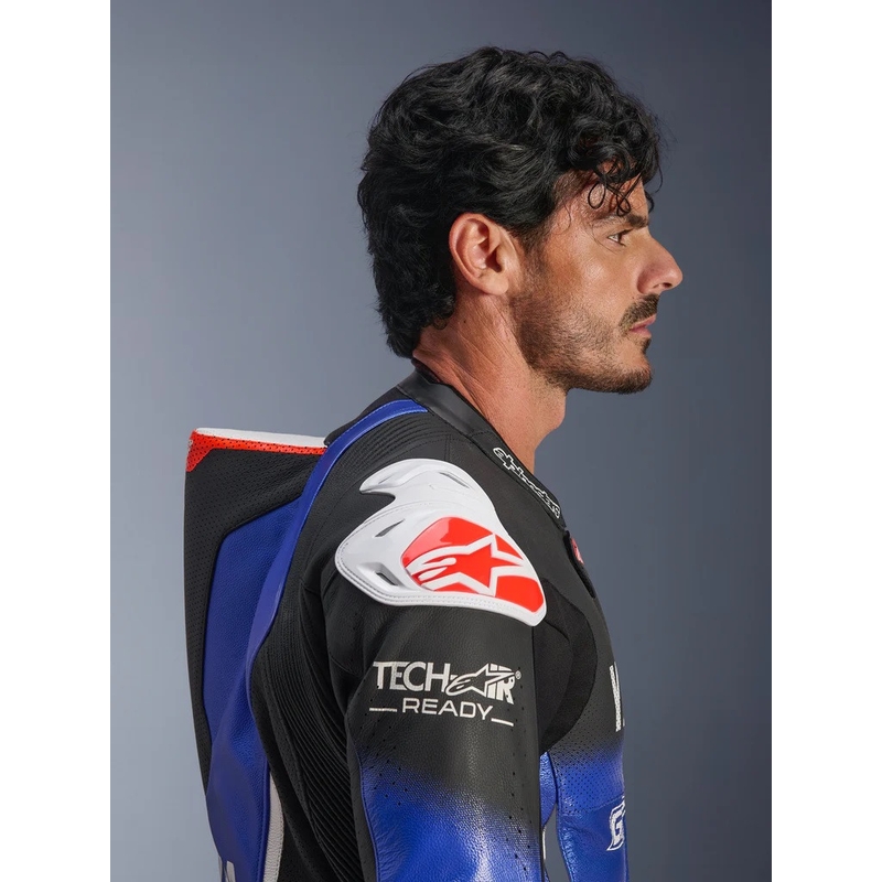 Heldelt læder motorcykeldragt Alpinestars GP-R7 YAMAHA GYTR TECH-AIR kollektion kompatibel blå-sort-hvid-rød