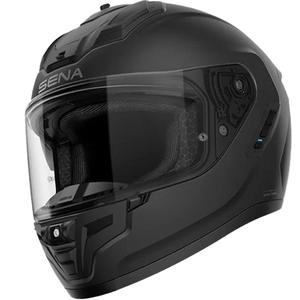 Fullface motorcykelhjelm med SENA Phantom ANC headset, mat sort