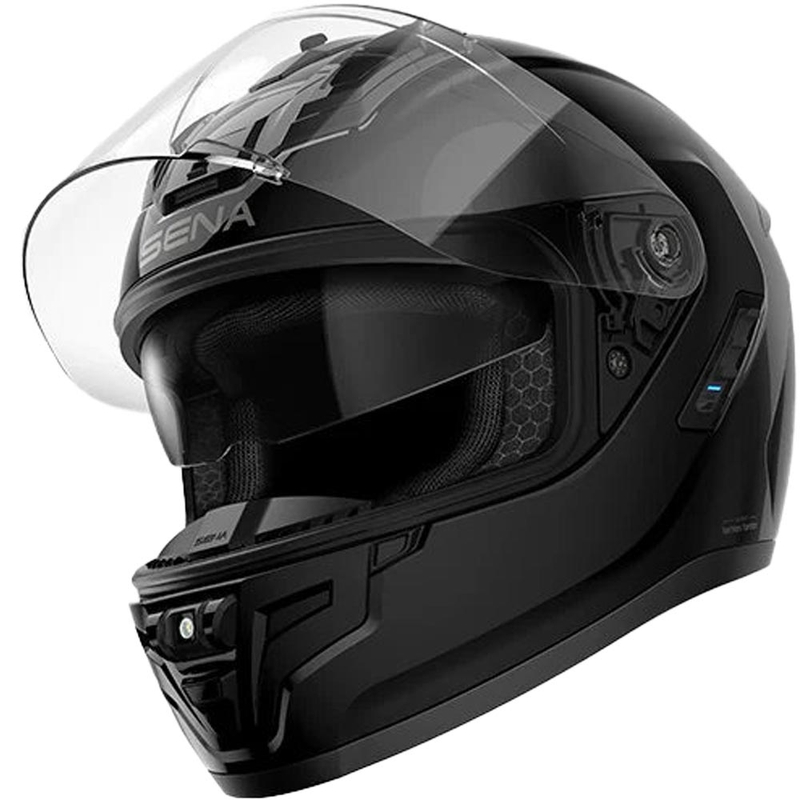 Fullface motorcykelhjelm med SENA Phantom ANC headset, mat sort