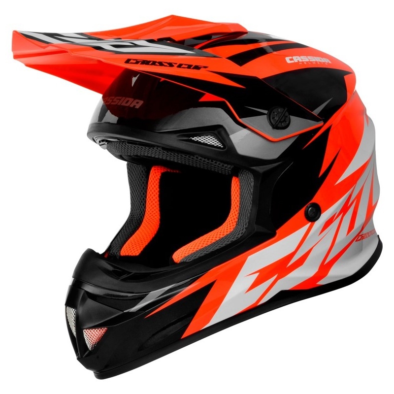 Cassida Cross Cup Two Motocross-hjelm sort-hvid-grå-fluo-orange