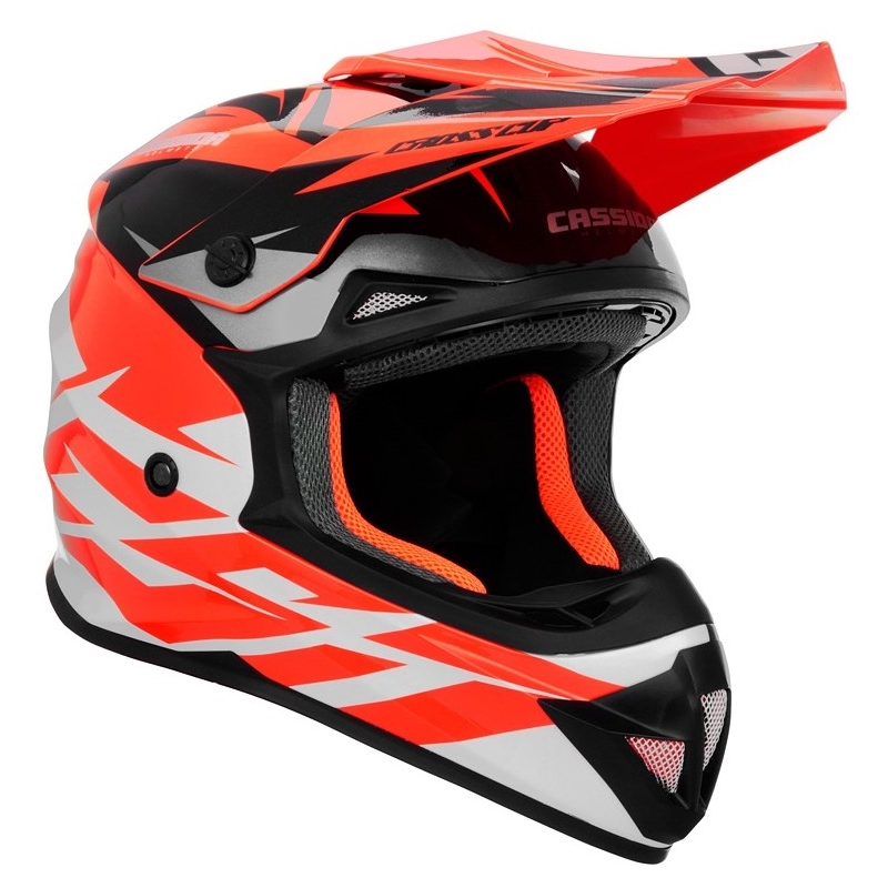 Cassida Cross Cup Two Motocross-hjelm sort-hvid-grå-fluo-orange