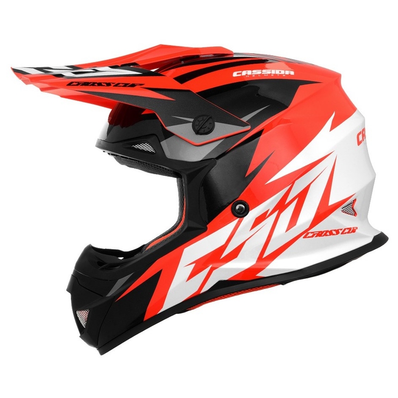 Cassida Cross Cup Two Motocross-hjelm sort-hvid-grå-fluo-orange