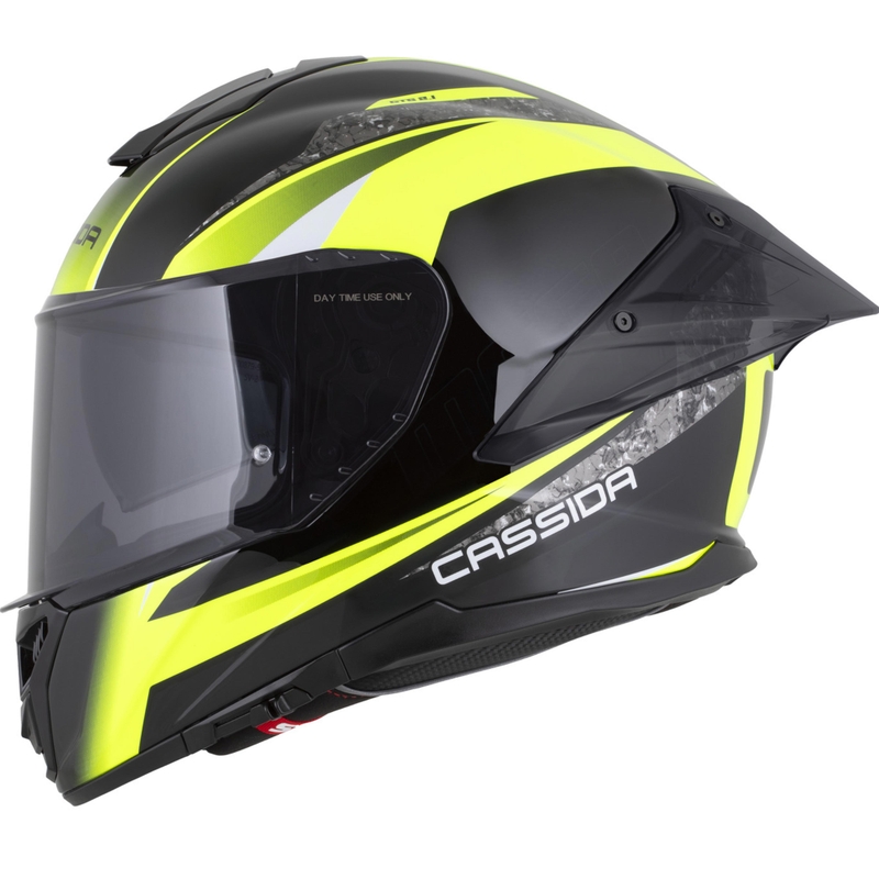 Cassida Integral GTS 2.1 Mega fullface motorcykelhjelm sort-fluo gul-hvid