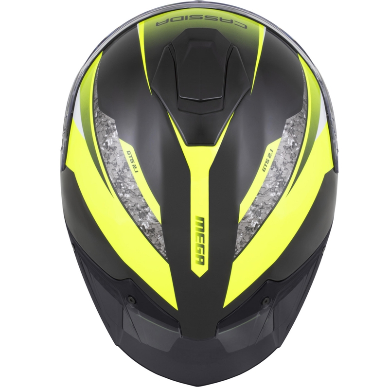 Cassida Integral GTS 2.1 Mega fullface motorcykelhjelm sort-fluo gul-hvid