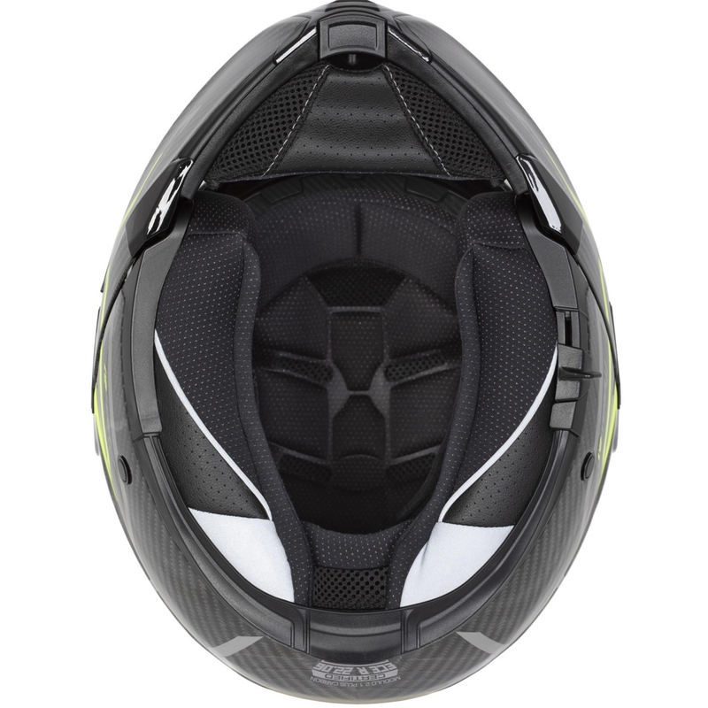 Flip-up motorcykelhjelm Cassida Modulo 2.1 Plus Carbon BlackOut mat sort-metallisk rød-reflekterende sølv-sort