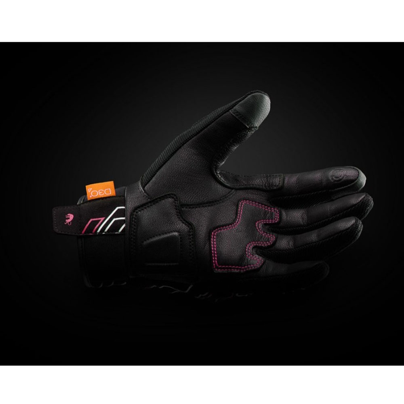 Dame motorcykelhandsker Furygan Jet Neon D3O® Evo sort-hvid-pink