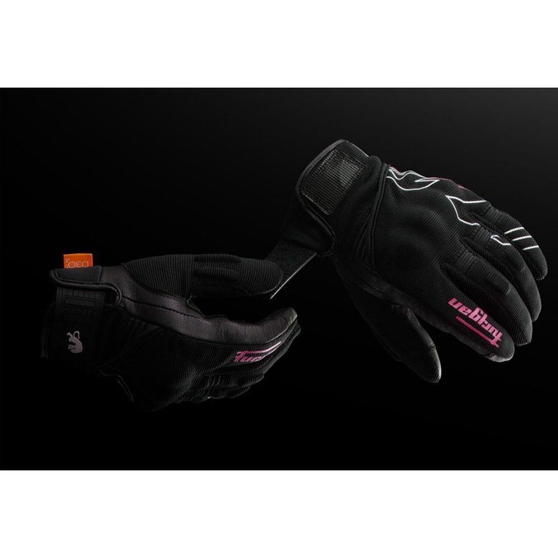 Dame motorcykelhandsker Furygan Jet Neon D3O® Evo sort-hvid-pink