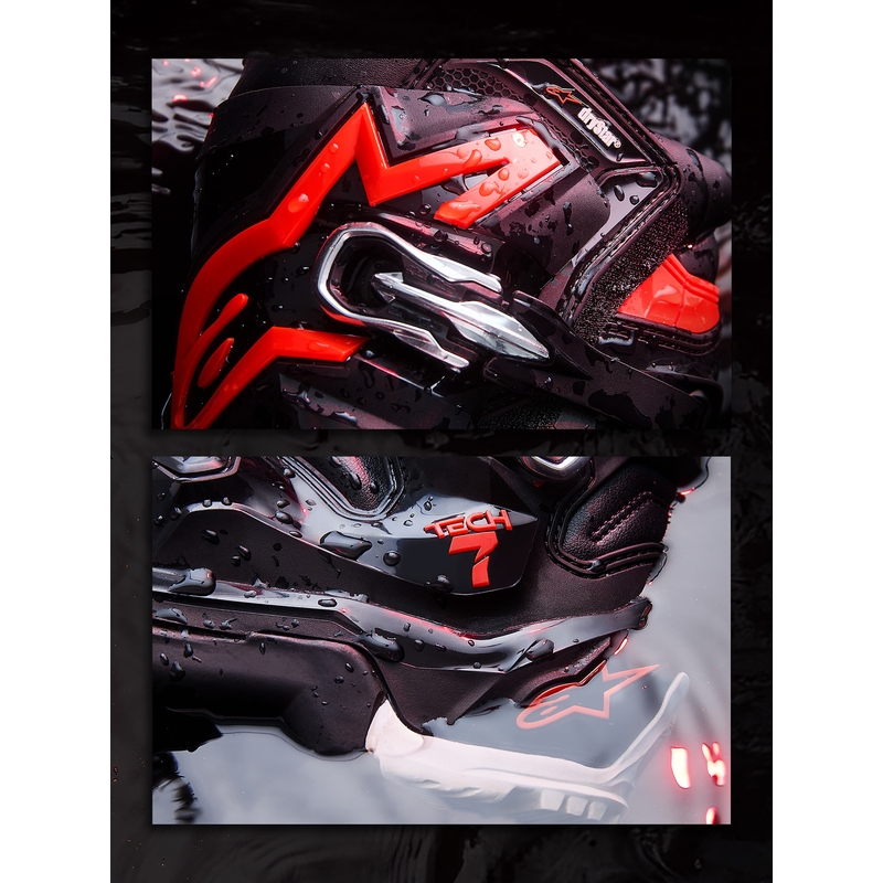 Alpinestars TECH 7 Enduro Drystar motorcykelstøvler sort-fluo rød-hvid