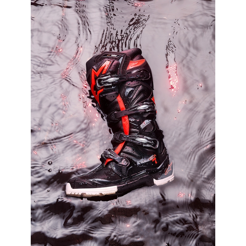Alpinestars TECH 7 Enduro Drystar motorcykelstøvler sort-fluo rød-hvid