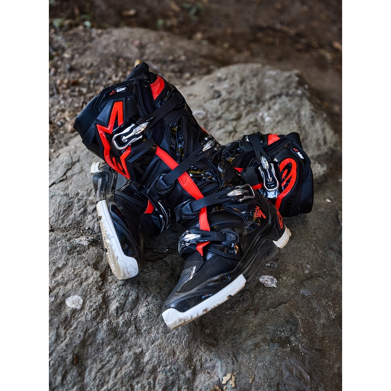 Alpinestars TECH 7 Enduro Drystar motorcykelstøvler sort-fluo rød-hvid