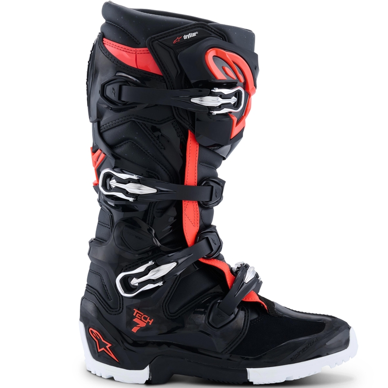 Alpinestars TECH 7 Enduro Drystar motorcykelstøvler sort-fluo rød-hvid