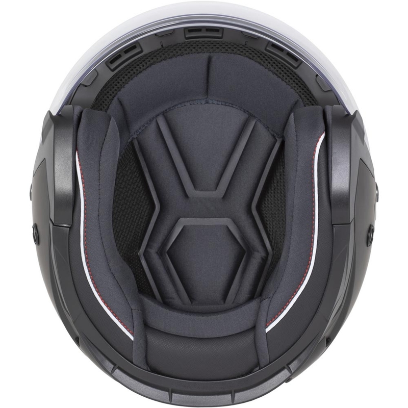 Cassida Reflex 2.0 Safety åben motorcykelhjelm hvid-rød-grå-reflekterende sølv