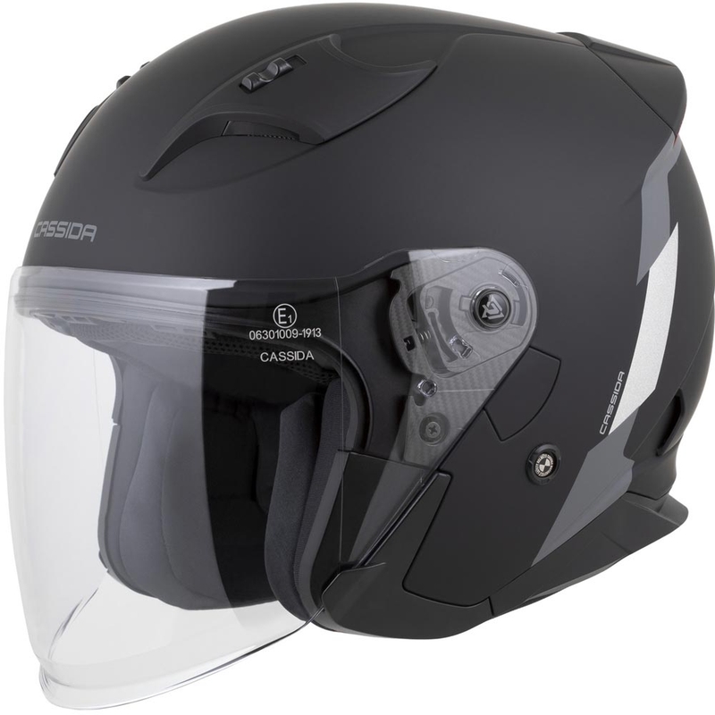 Cassida Reflex 2.0 Sikkerhed Åben Motorcykelhjelm Mat Sort-Grå-Reflekterende Sølv