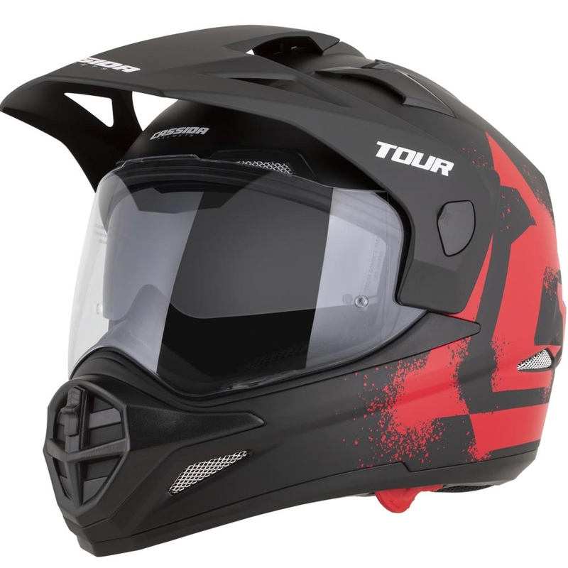 Enduro motorcykelhjelm Cassida Tour 2.0 Crew mat sort-rød
