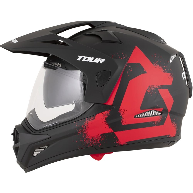 Enduro motorcykelhjelm Cassida Tour 2.0 Crew mat sort-rød