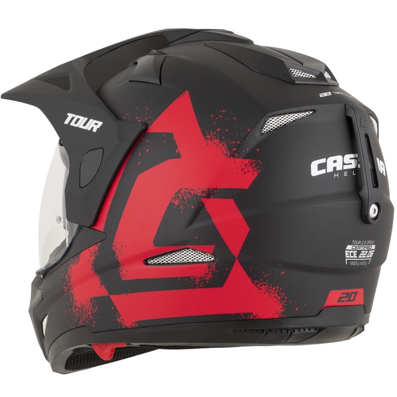 Enduro motorcykelhjelm Cassida Tour 2.0 Crew mat sort-rød
